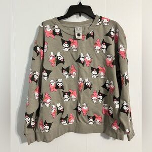 MY MELODY KUROMI Sweatshirt Top Juniors  xl Gray Goth‎ Hello Kitty Friends